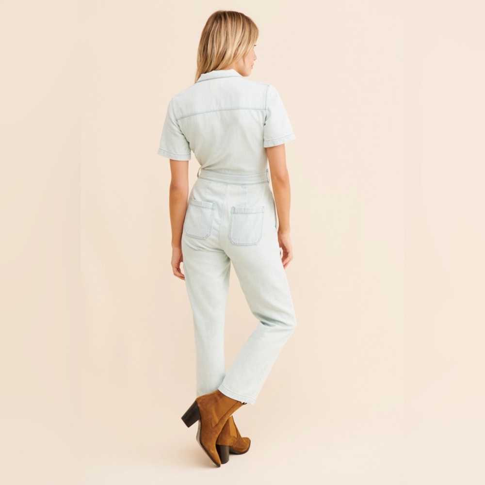 Boyish “The Jesse” Short Sleeve Utility Jumpsuit - Light Wash Denim | XS - Picture 3 of 11